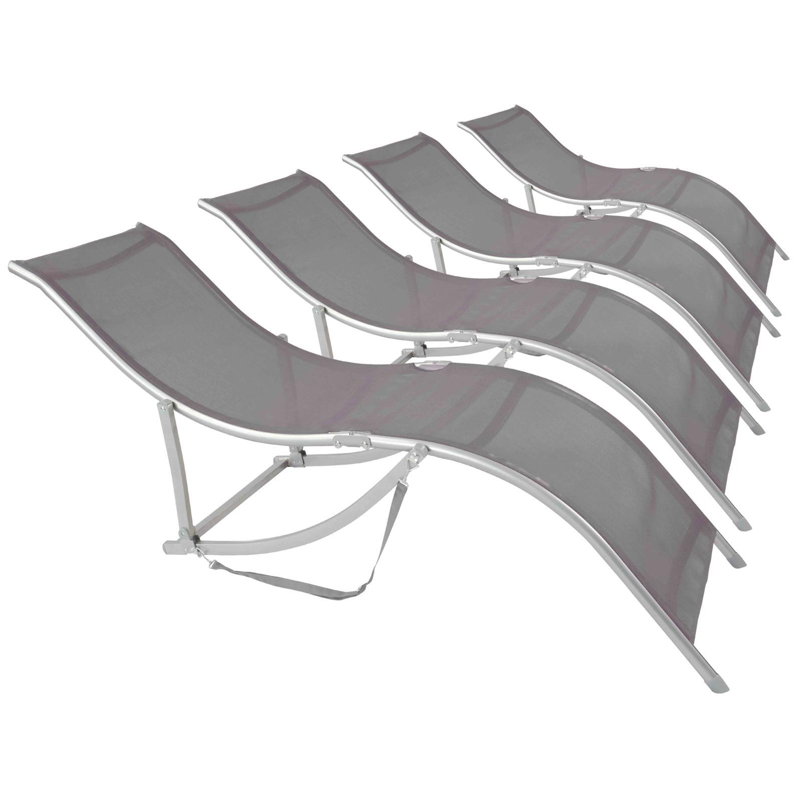 Lot de 4 bains de soleil en textilene