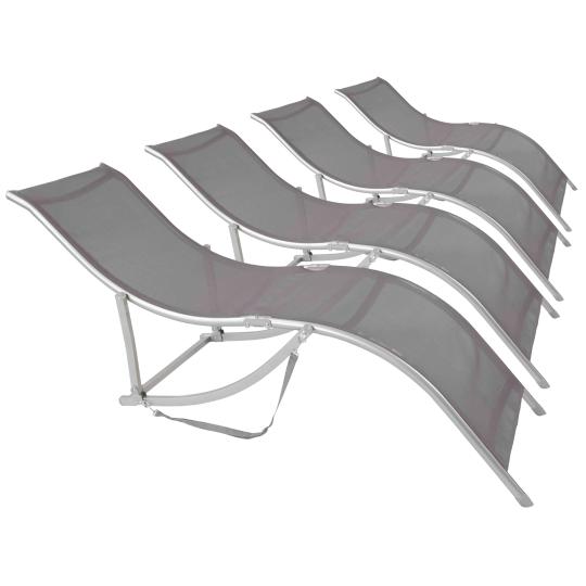 Lot de 4 bains de soleil en textilene