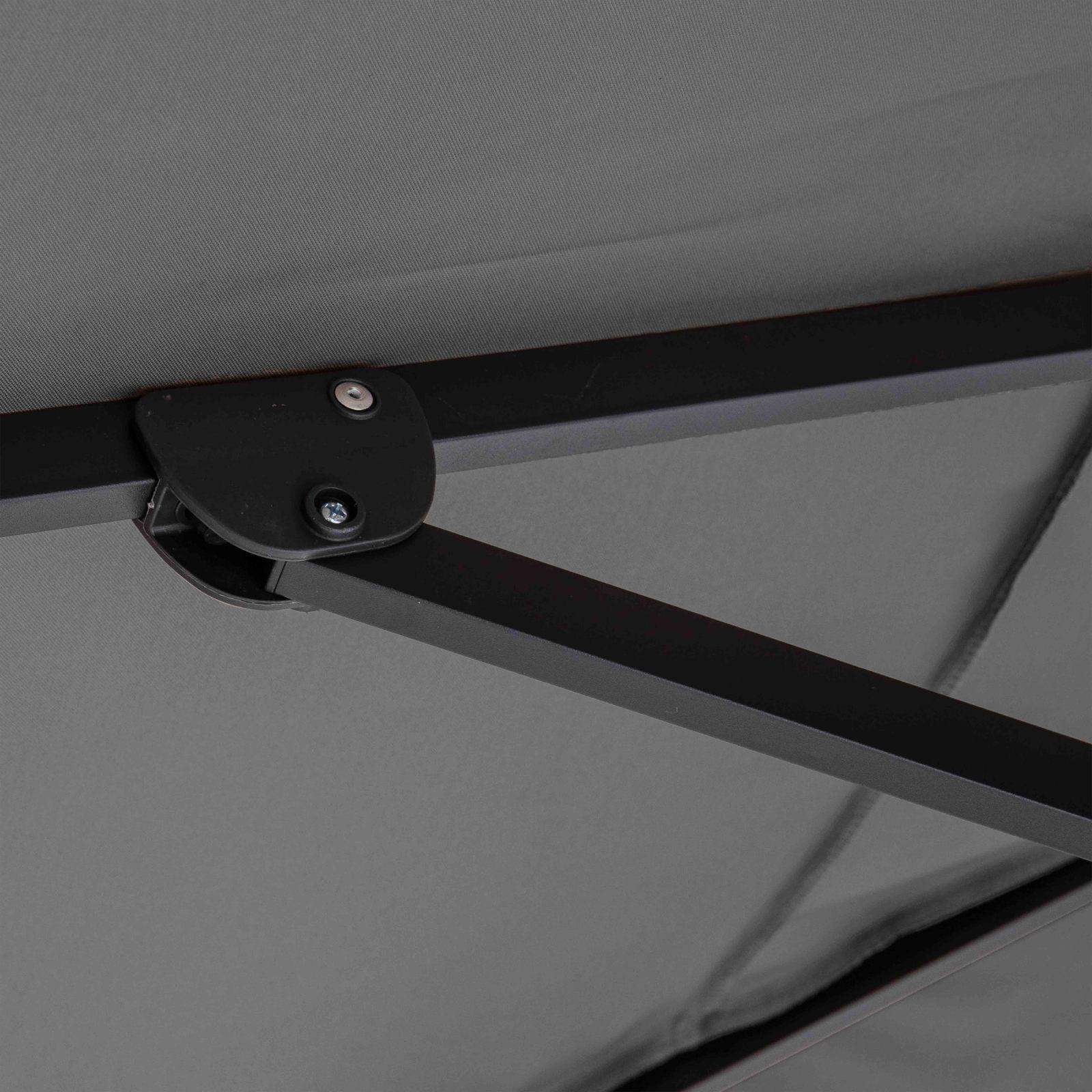 Ensemble parasol déporté carré (3 x 3m) rotatif 360° + 4 dalles à lester remplissables