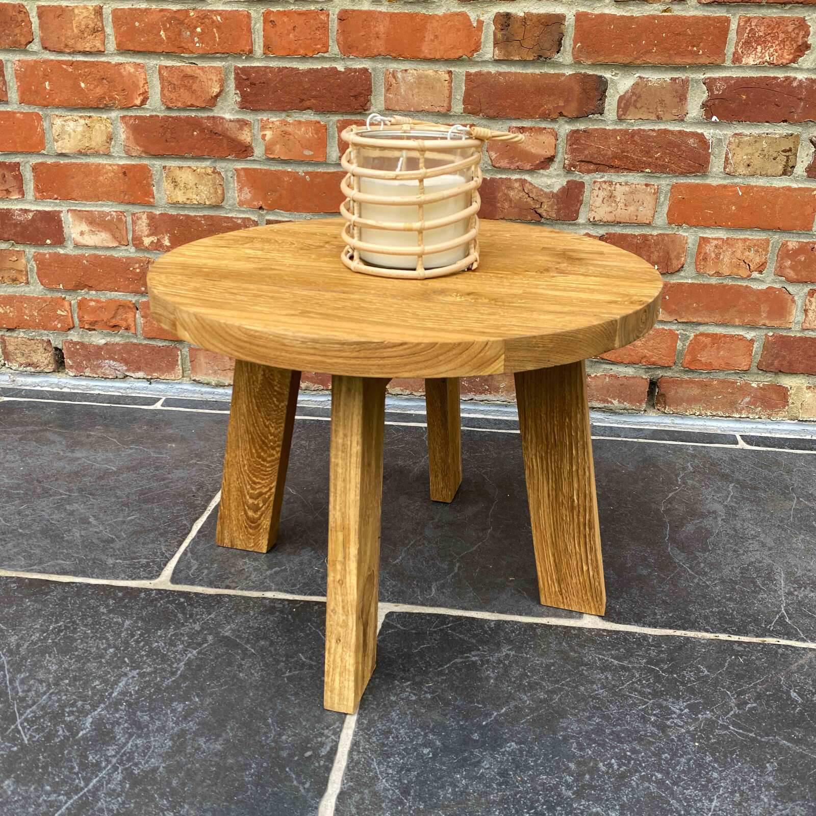 Table basse ronde en teck recyclé massif