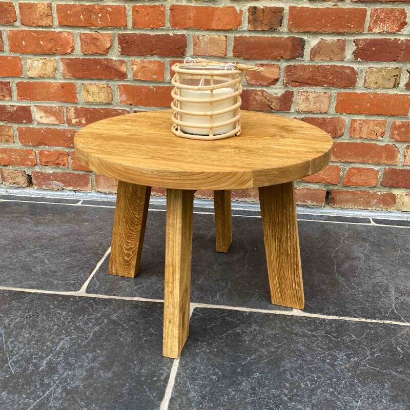 Table basse ronde en teck recyclé massif