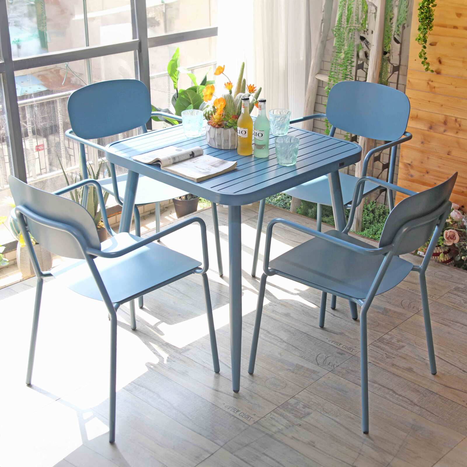Chaise de jardin en aluminium avec accoudoirs