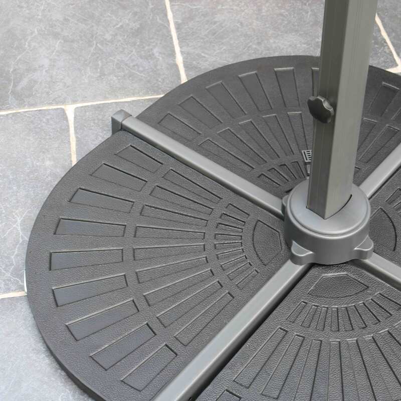 Ensemble parasol déporté rectangulaire rotatif 360 (2 x 3m) + 4 dalles lestées