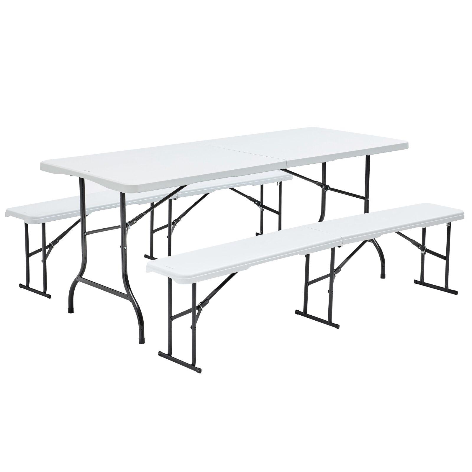 Ensemble table et bancs pliants 180 cm