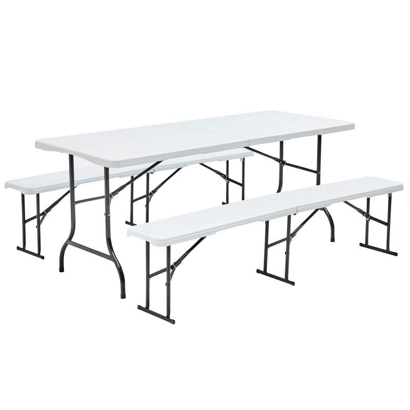 Ensemble table et bancs pliants 180 cm