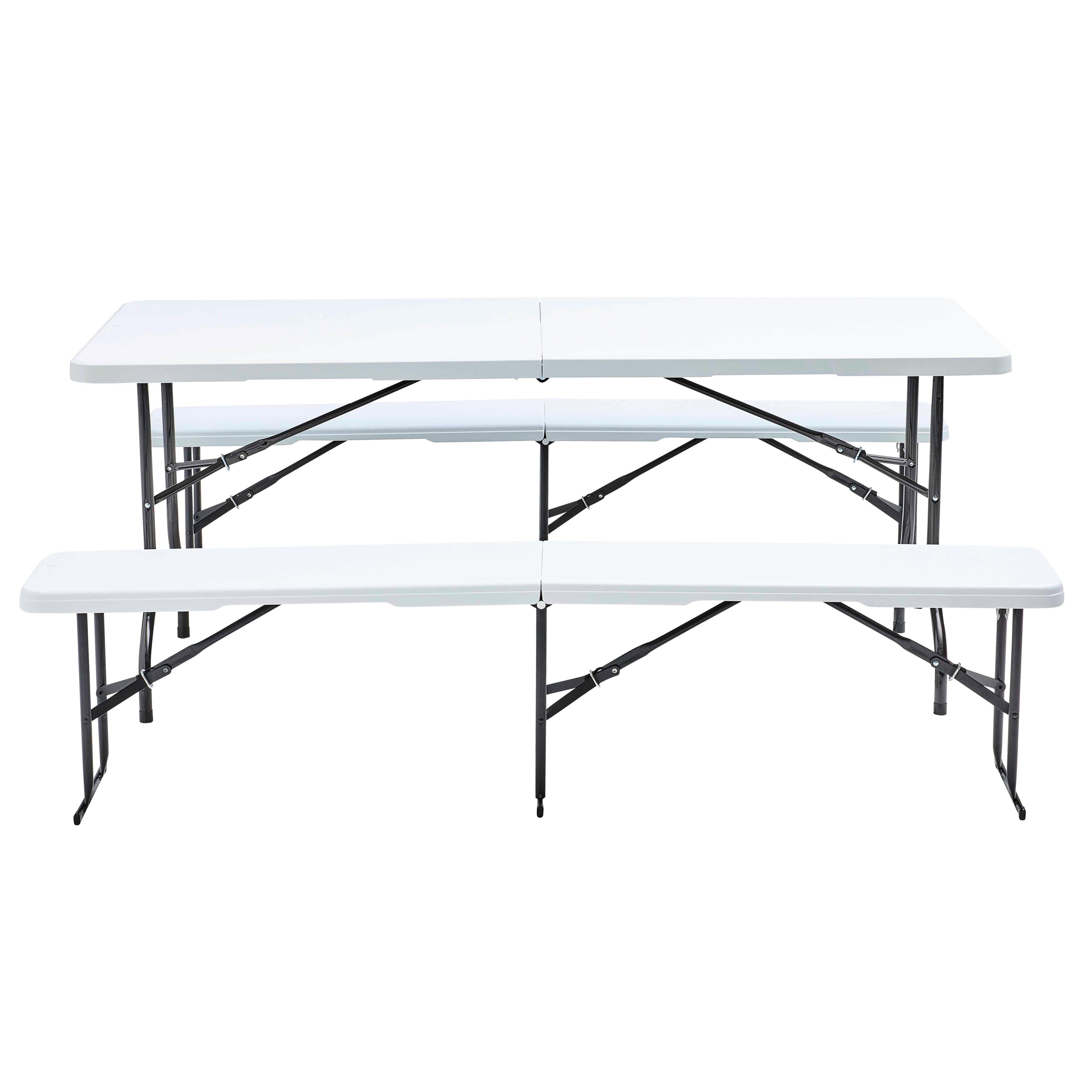 Ensemble table et bancs pliants 180 cm