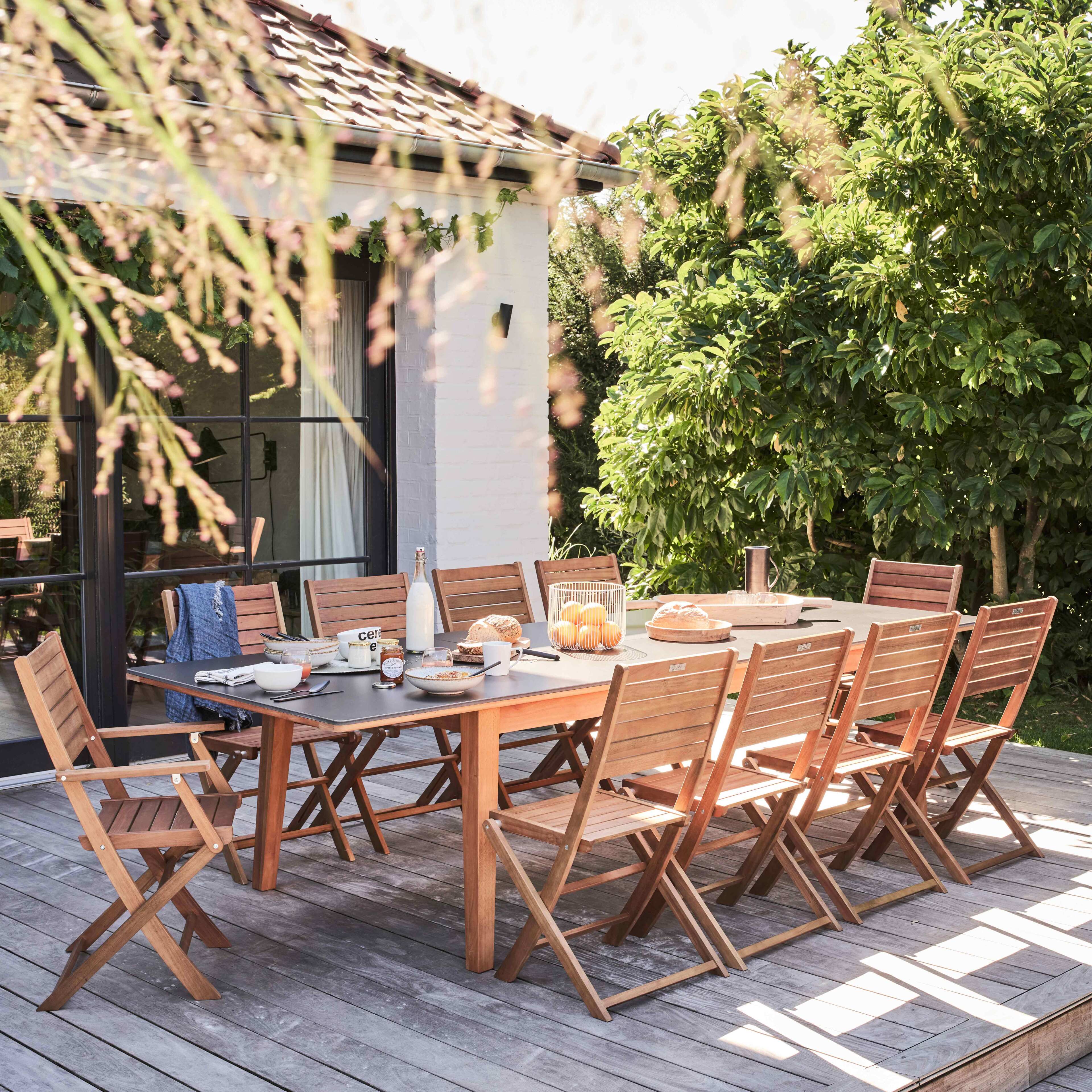 Chalet & Jardin Ensemble de jardin en bois - 2 chaises pliantes + t Chalet & Jardin Ensemble de jardin en bois - 2 chaises pliantes + t
