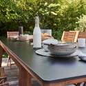 Table de jardin rectangulaire extensible avec 8 chaises pliantes et 2 avec accoudoirs en eucalyptus