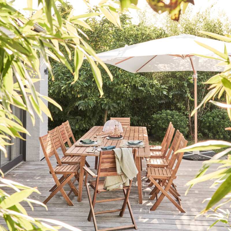 Ensemble parasol déporté inclinable (3 x 3m) + 4 dalles lestées