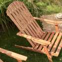 Lot de 2 fauteuils relax pliant inclinable 3 positions en bois d'eucalyptus