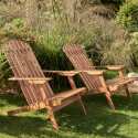 Fauteuils relax de jardin en bois d'eucalyptus FSC® pliants et inclinables - Lot de 2 - Ambiance