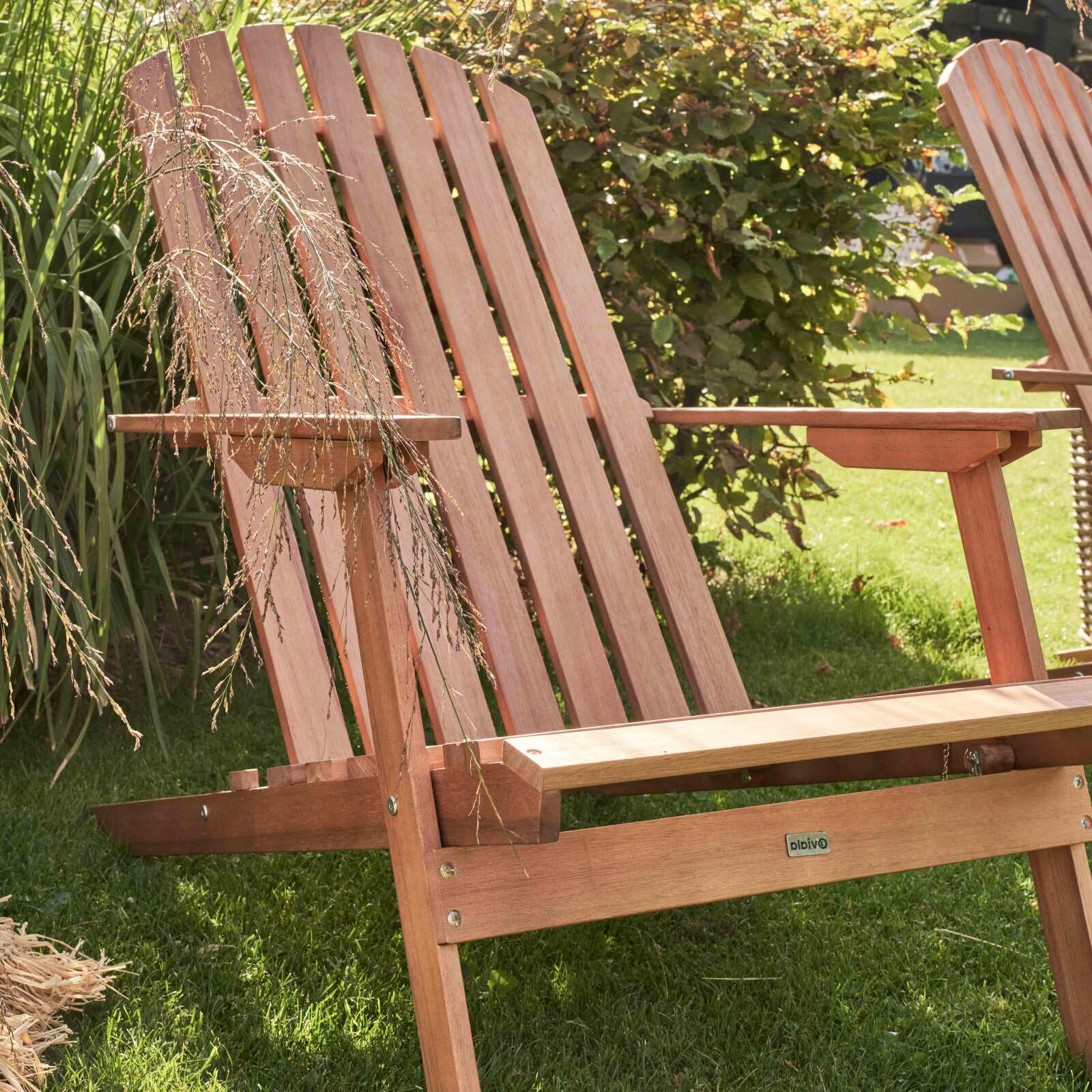 Lot de 2 fauteuils relax pliant inclinable 3 positions en bois d'eucalyptus