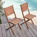 Table de jardin rectangulaire extensible avec 8 chaises et 2 chaises avec accoudoirs en eucalyptus