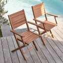 Table de jardin rectangulaire extensible avec 8 chaises et 2 chaises avec accoudoirs en eucalyptus
