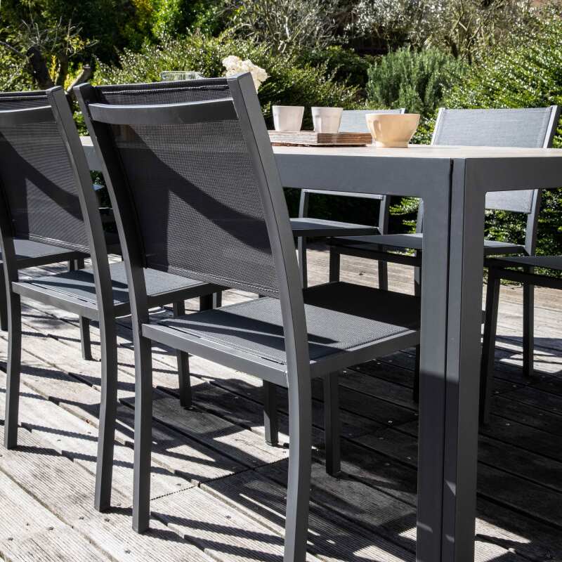 Lot de  2 chaises de jardin en aluminium et textilène