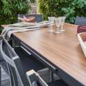 Ensemble table de jardin rectangulaire extensible 320 x 100 x 76 cm avec 8 chaises et 2 chaises avec accoudoirs