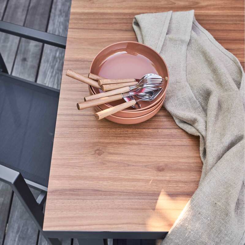 Table de jardin rectangulaire extensible (256/320 x 100 x 76 cm) en aluminium et DPC