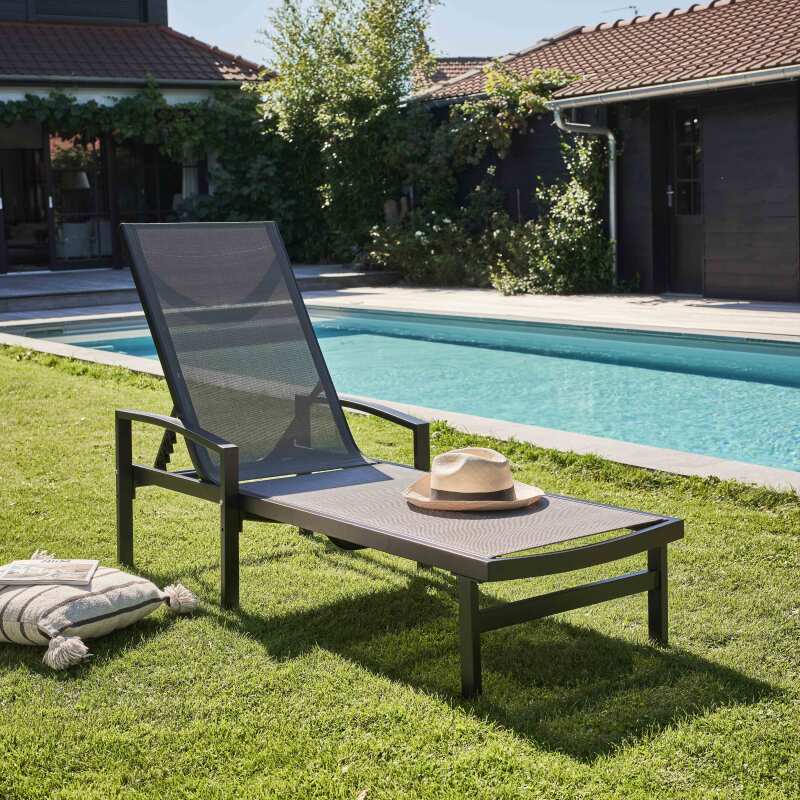 Lot de 2 bains de soleil avec accoudoirs, inclinables 5 positions (6/6)