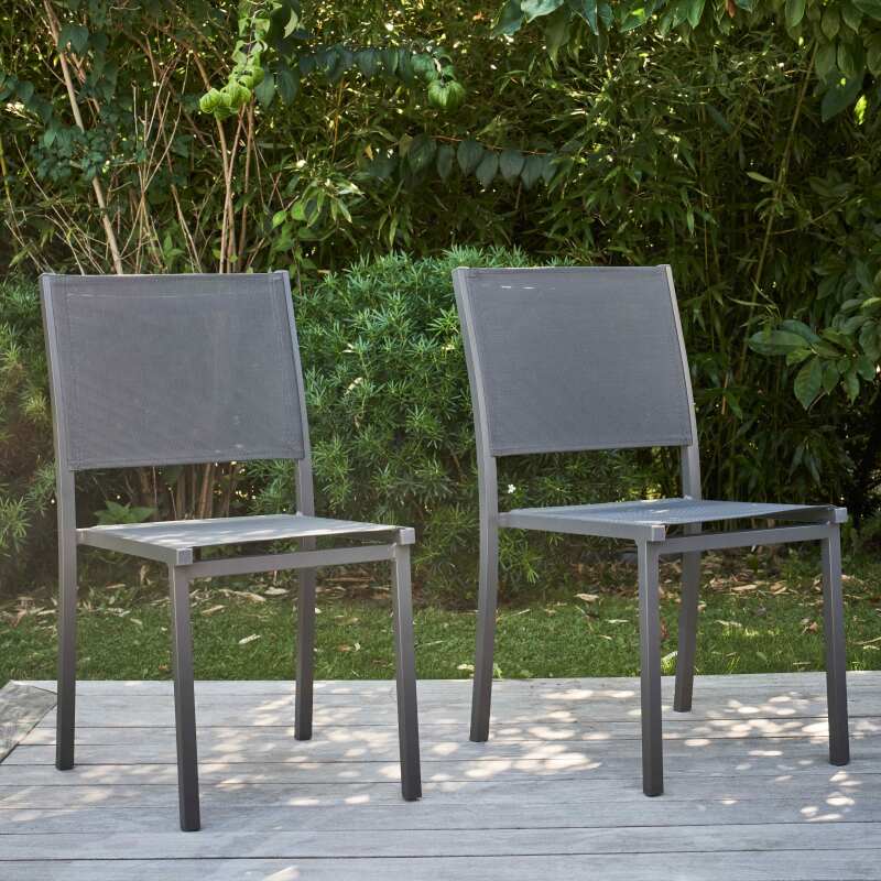 Table de jardin 8 places Aluminium/Teck Bali (200 x 100 cm) - Gris
