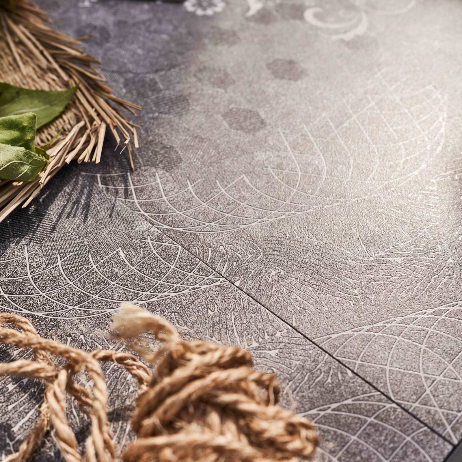 Table de jardin en céramique effet stamp (230 x 95 x 74 cm)