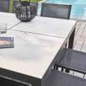 Table de jardin en céramique effet marbre 182 x 121 cm avec 10 chaises