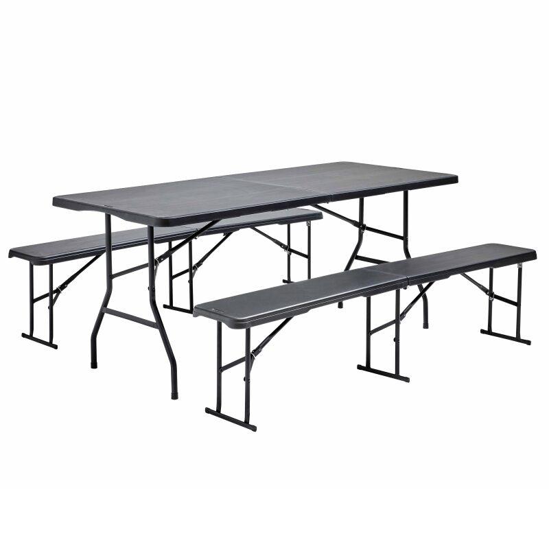 Ensemble table + bancs pliants en PEHD