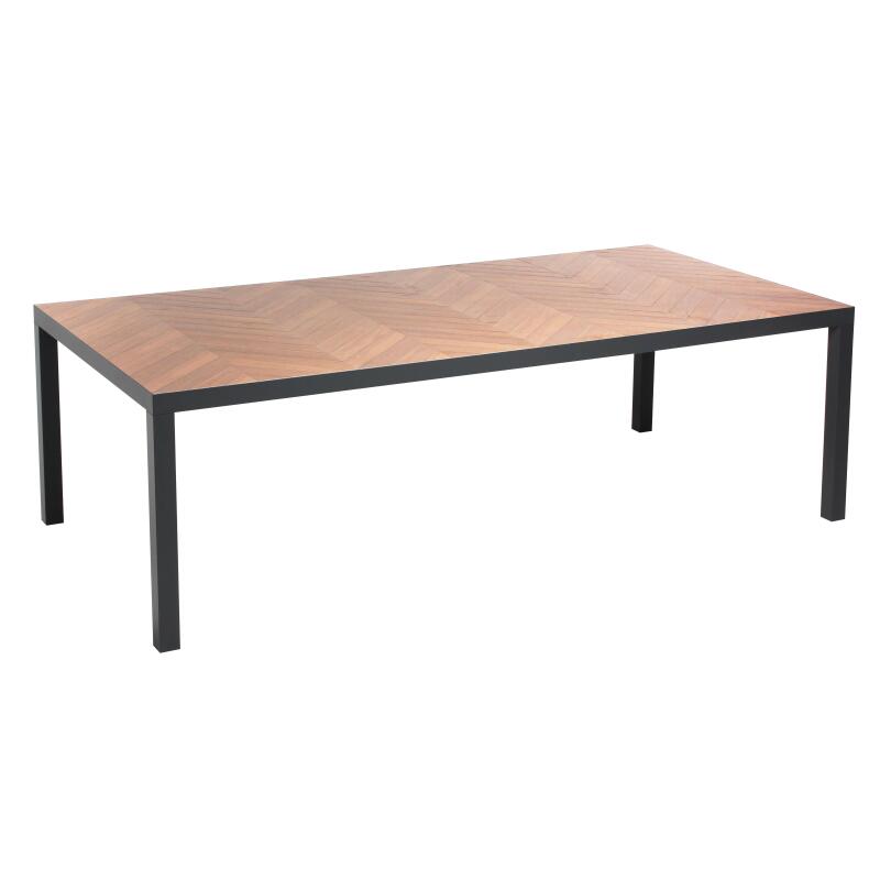 Table de jardin en céramique effet bois chevron (241 x 121 x 74 cm)