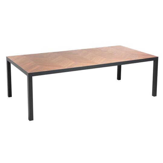 Table de jardin en aluminium et céramique effet bois chevron 10 personnes 241x121 cm | Oviala