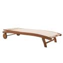 Lot de 2 bains de soleil en bois FSC avec roues, inclinables 5 positions