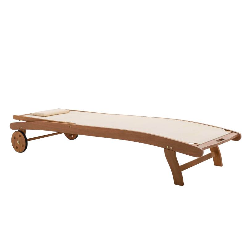 Lot de 2 bains de soleil en bois FSC avec roues, inclinables 5 positions