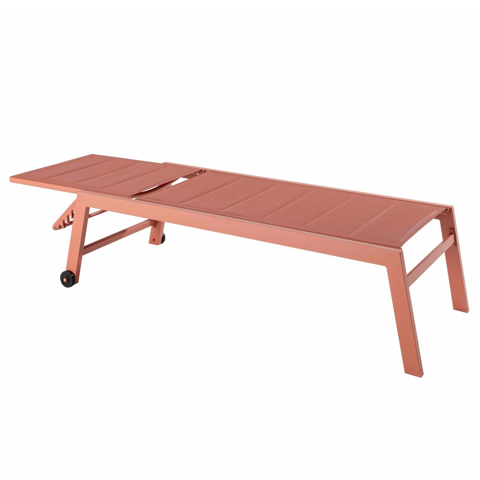 Lot de 2 bains de soleil avec roues, inclinables 5 positions