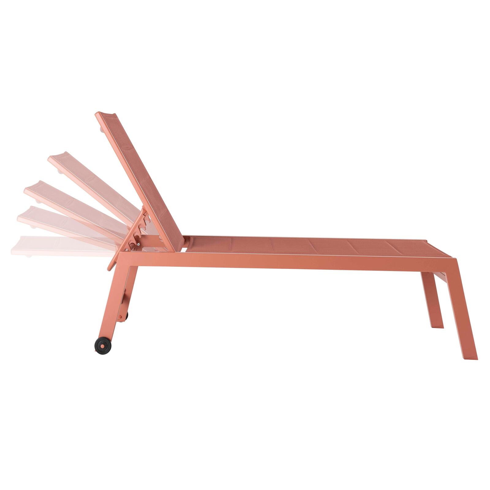 Lot de 2 bains de soleil avec roues, inclinables 5 positions