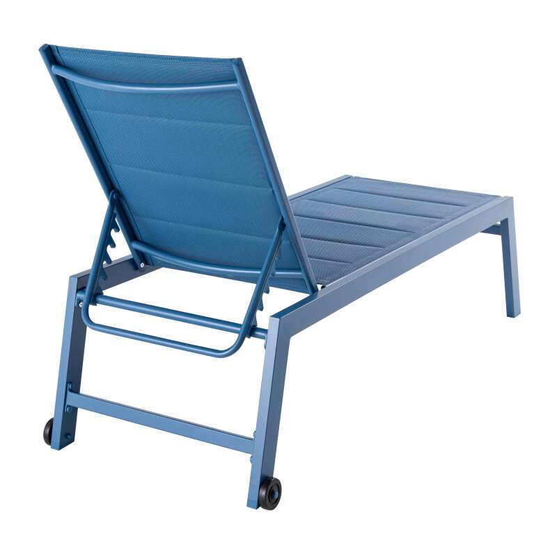 Lot de 2 bains de soleil avec roues, inclinables 5 positions