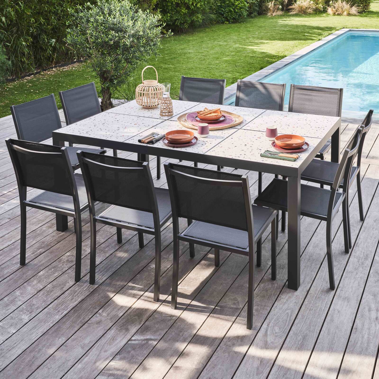 Chaise de jardin en aluminium et textilène