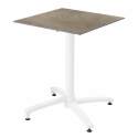 Table de jardin carrée 60 x 60 cm avec pied blanc inclinable en HPL