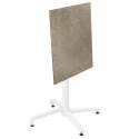 Table de jardin carrée 60 x 60 cm avec pied blanc inclinable en HPL