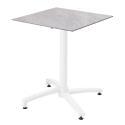 Table de jardin carrée 60 x 60 cm avec pied blanc inclinable en HPL