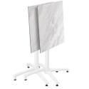 Table de jardin carrée 60 x 60 cm avec pied blanc inclinable en HPL
