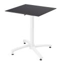 Table de jardin carrée 60 x 60 cm avec pied blanc inclinable en HPL
