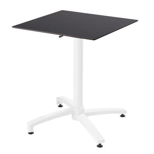 Table de jardin carrée 60 x 60 cm avec pied blanc inclinable en HPL