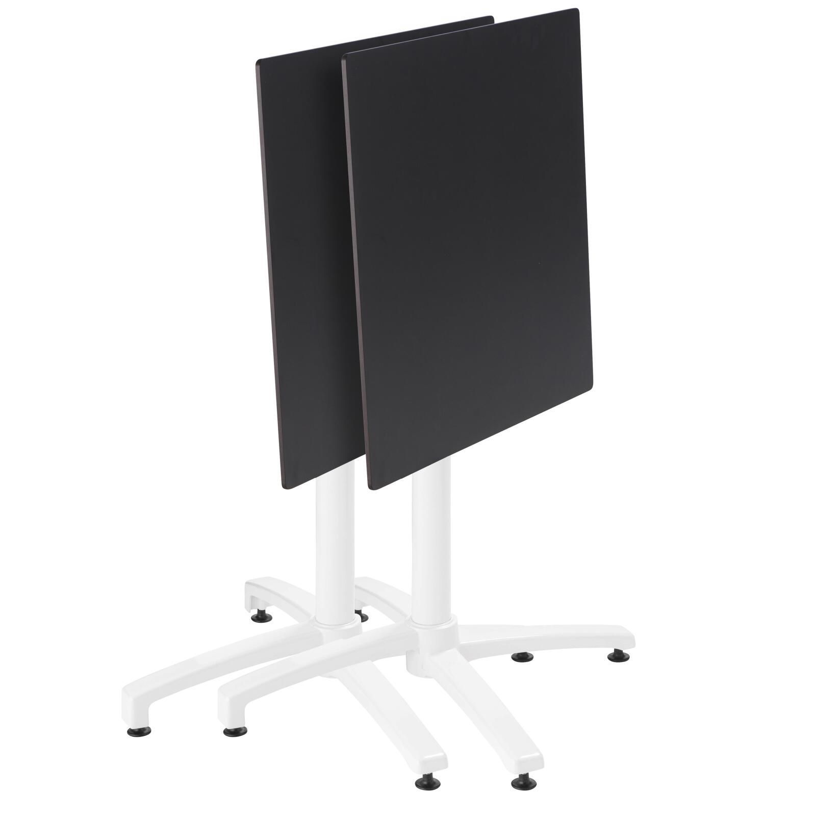 Table de jardin carrée 60 x 60 cm avec pied blanc inclinable en HPL