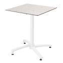 Table de jardin carrée 60 x 60 cm avec pied blanc inclinable en HPL