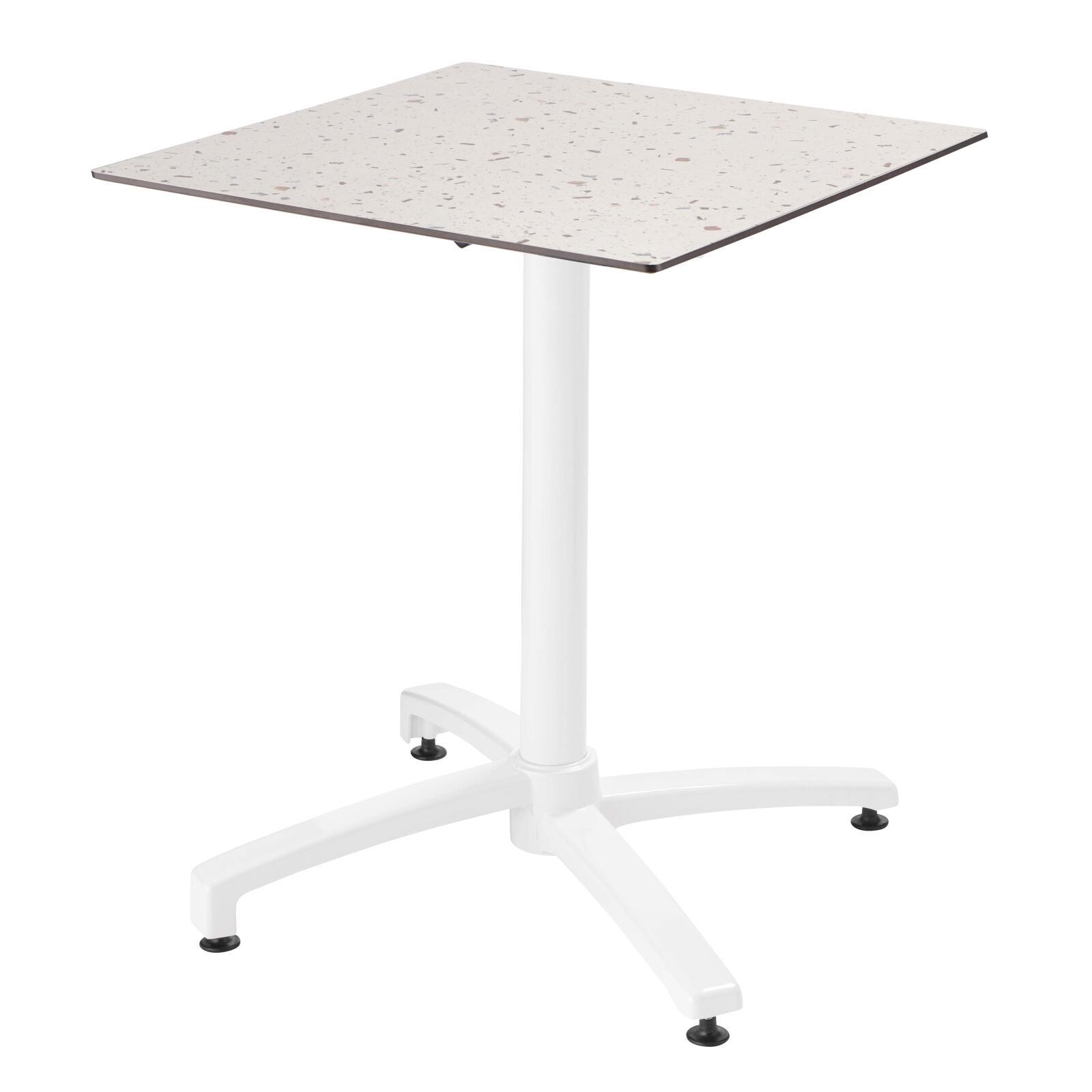 Table de jardin carrée 60 x 60 cm avec pied blanc inclinable en HPL