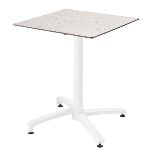 Table de jardin bistrot carrée inclinable en aluminium blanc et HPL 2 personnes 60x60 cm | Oviala