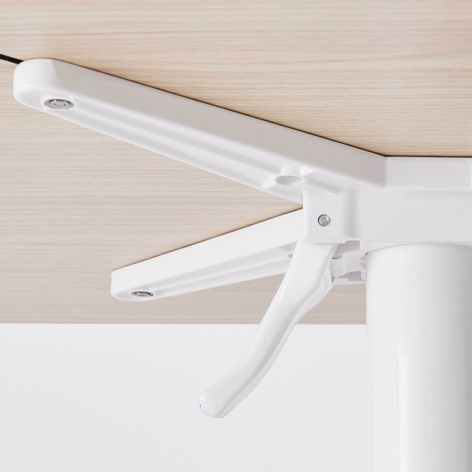 Table de jardin carrée 60 x 60 cm avec pied blanc inclinable en HPL