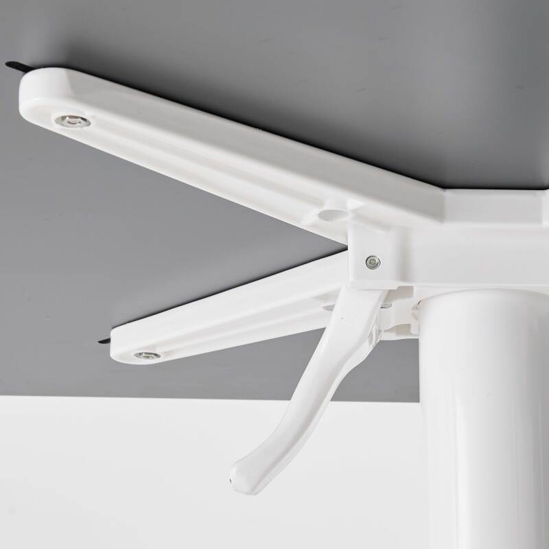 Table de jardin carrée 60 x 60 cm avec pied blanc inclinable en HPL