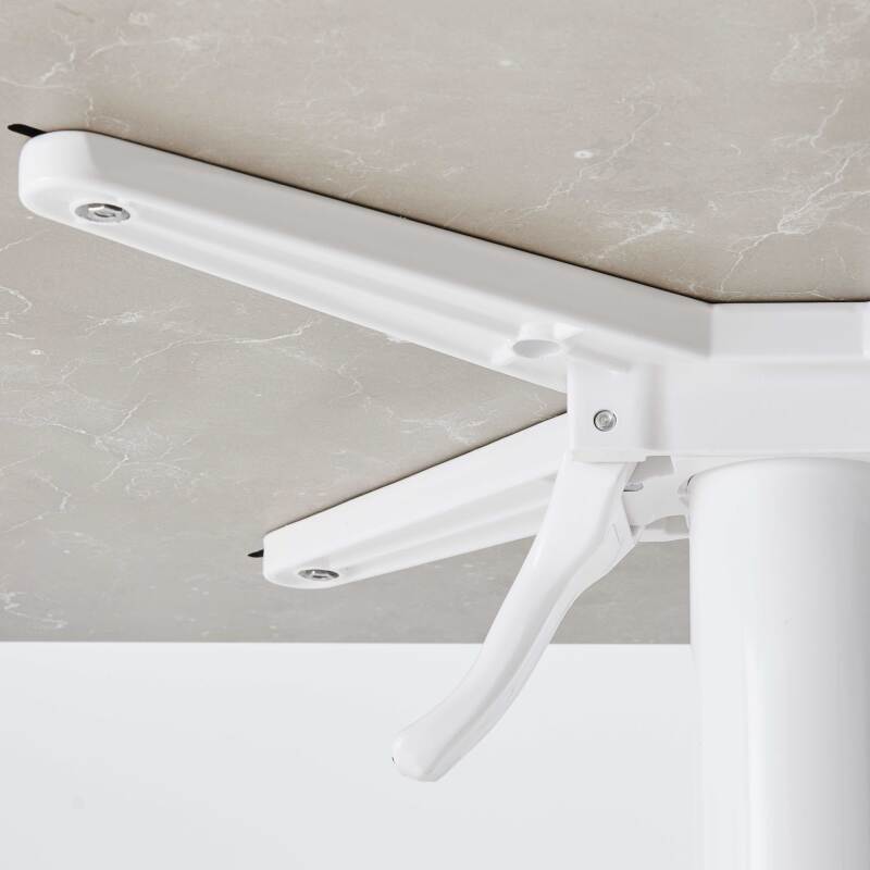 Table de jardin carrée 60 x 60 cm avec pied blanc inclinable en HPL (4/7)