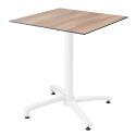 Table de jardin carrée 70 x 70 cm avec pied blanc inclinable en HPL