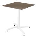 Table de jardin carrée 70 x 70 cm avec pied blanc inclinable en HPL