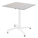 Table de jardin carrée 70 x 70 cm avec pied blanc inclinable en HPL